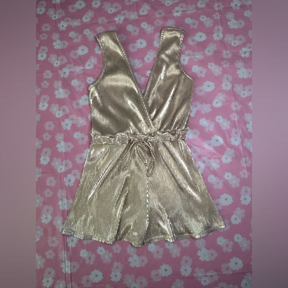 Gold Metallic Sleeveless Romper